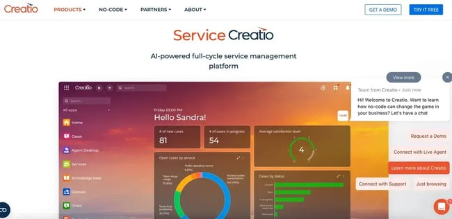 customer service automation software, Creatio